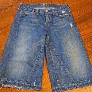 7 For All Mankind Blue Wide Leg Jeans